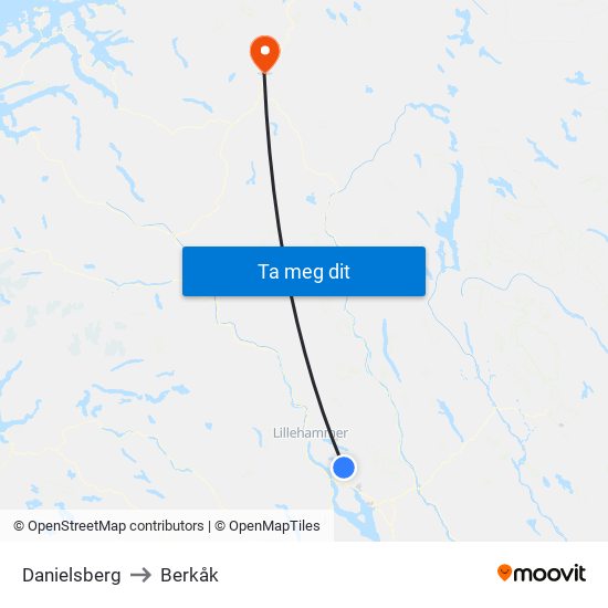 Danielsberg to Berkåk map