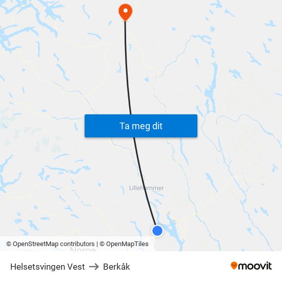 Helsetsvingen Vest to Berkåk map