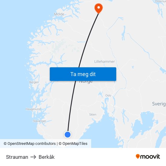 Strauman to Berkåk map