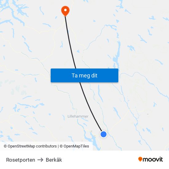 Rosetporten to Berkåk map