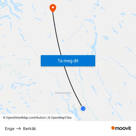 Enge to Berkåk map
