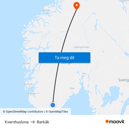 Kvernhuslona to Berkåk map