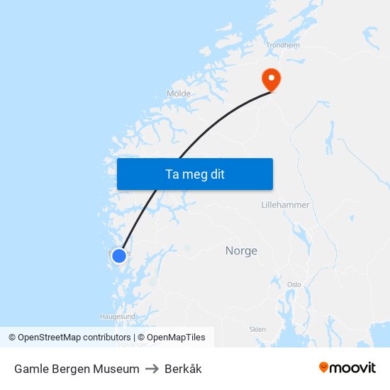 Gamle Bergen Museum to Berkåk map