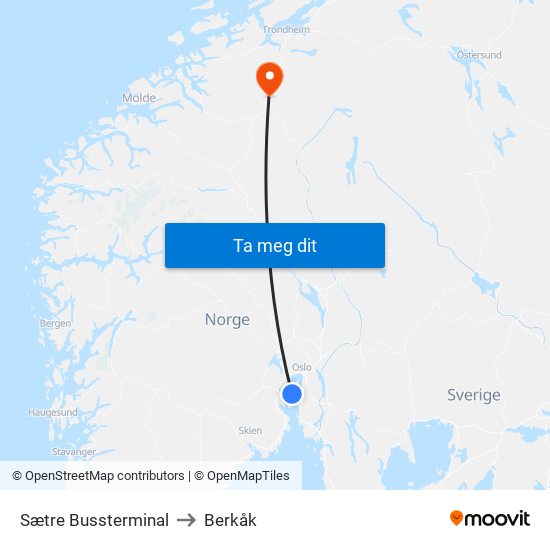 Sætre Bussterminal to Berkåk map