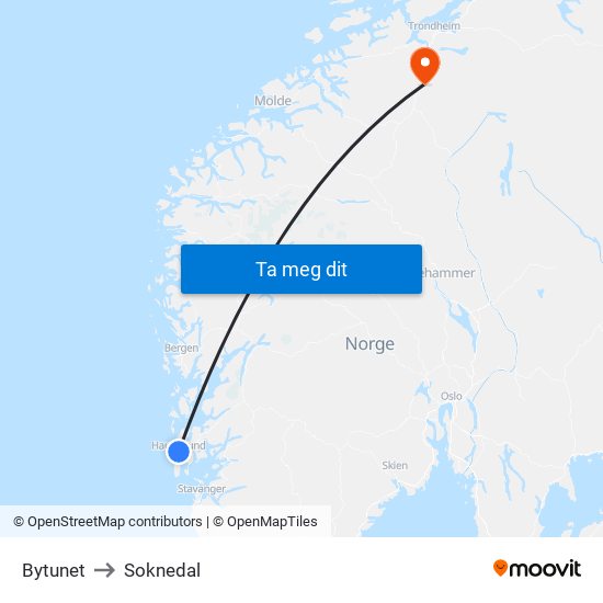 Bytunet to Soknedal map