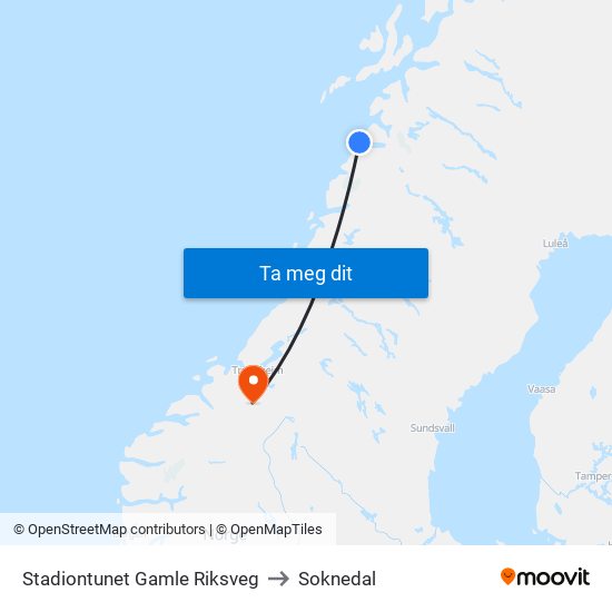 Stadiontunet Gamle Riksveg to Soknedal map