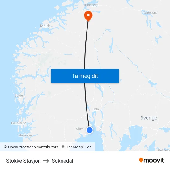 Stokke Stasjon to Soknedal map