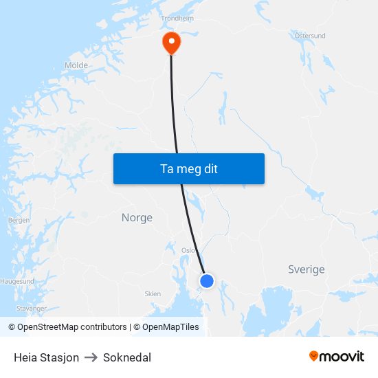 Heia Stasjon to Soknedal map