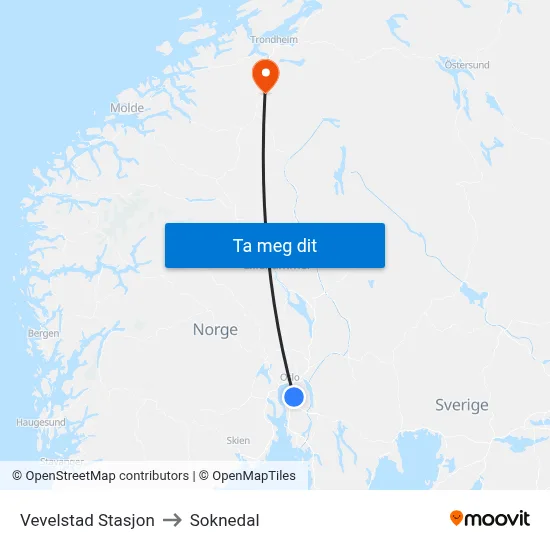 Vevelstad Stasjon to Soknedal map