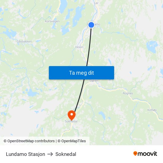 Lundamo Stasjon to Soknedal map