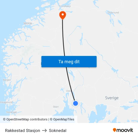 Rakkestad Stasjon to Soknedal map