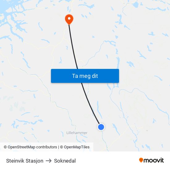 Steinvik Stasjon to Soknedal map