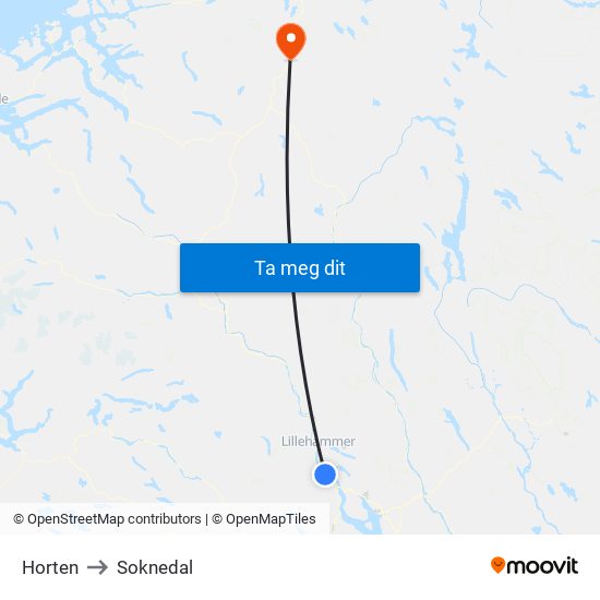 Horten to Soknedal map