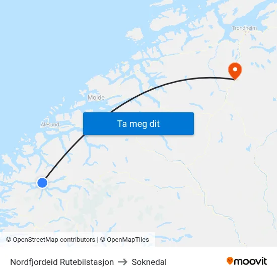 Nordfjordeid Rutebilstasjon to Soknedal map