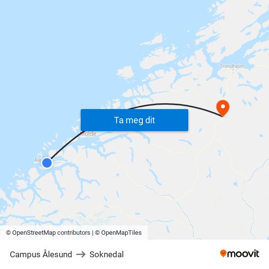 Campus Ålesund to Soknedal map