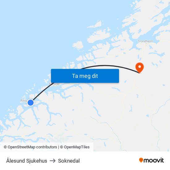 Ålesund Sjukehus to Soknedal map