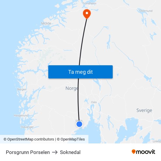 Porsgrunn Porselen to Soknedal map