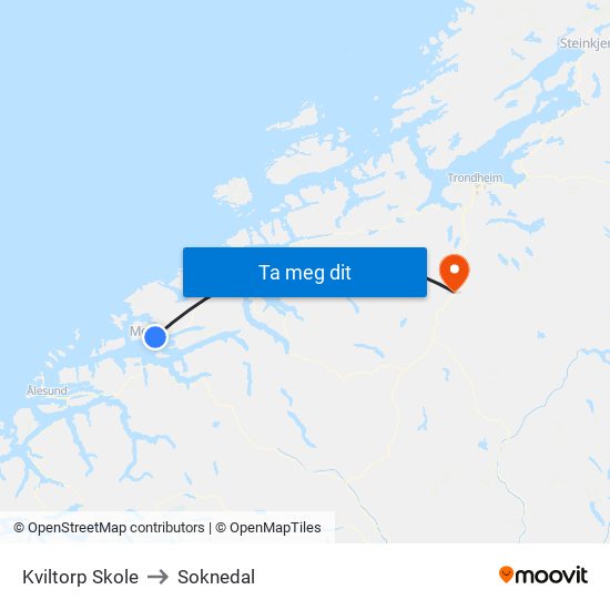 Kviltorp Skole to Soknedal map