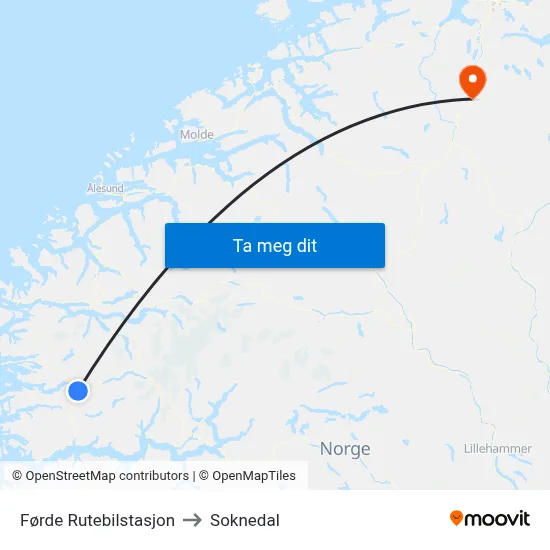 Førde Rutebilstasjon to Soknedal map