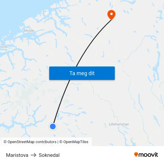 Maristova to Soknedal map
