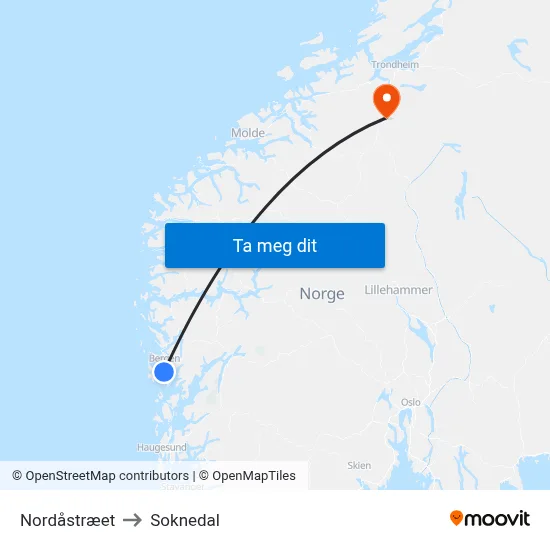 Nordåstræet to Soknedal map