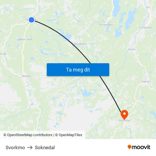 Svorkmo Klinglivegen to Soknedal map