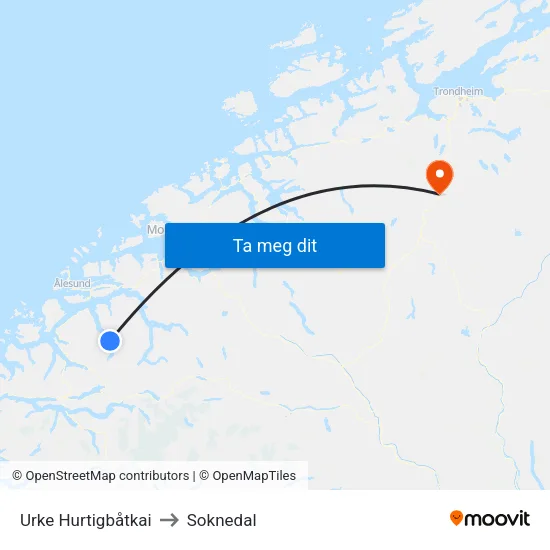 Urke Hurtigbåtkai to Soknedal map