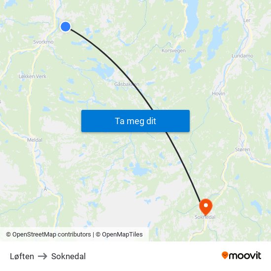 Løften to Soknedal map