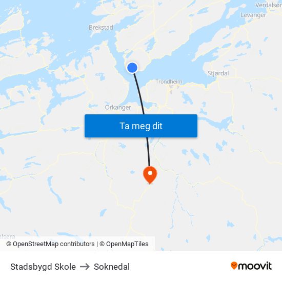 Stadsbygd Skole to Soknedal map