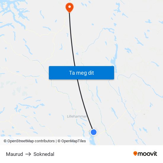 Maurud to Soknedal map