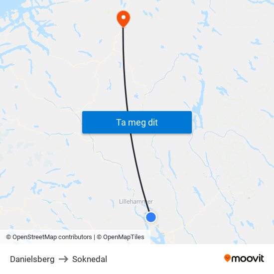 Danielsberg to Soknedal map