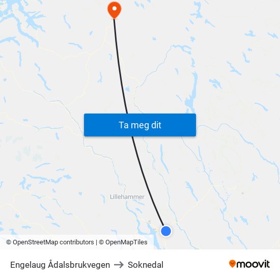 Engelaug Ådalsbrukvegen to Soknedal map