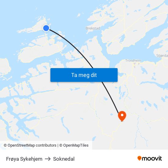 Frøya Sykehjem to Soknedal map