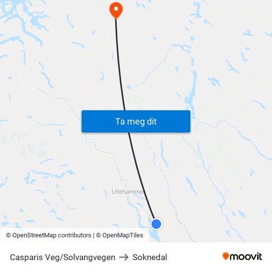 Casparis Veg/Solvangvegen to Soknedal map