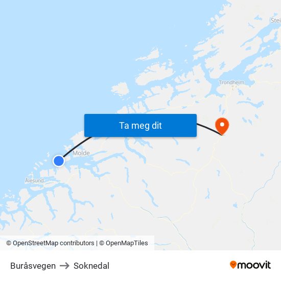 Buråsvegen to Soknedal map