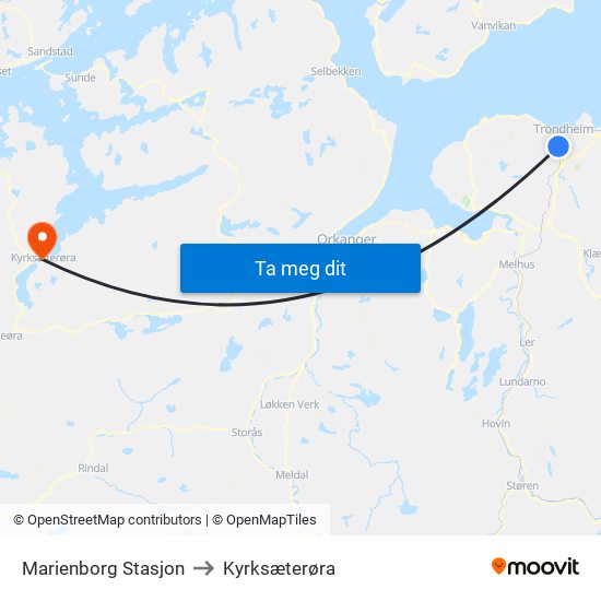 Marienborg Stasjon to Kyrksæterøra map