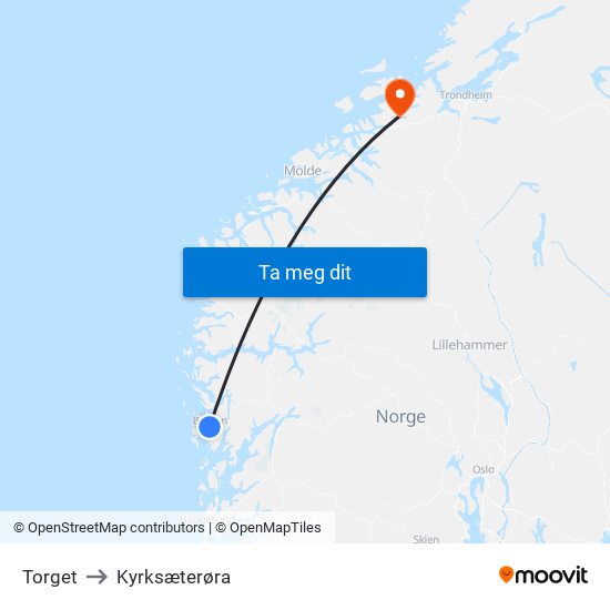 Torget to Kyrksæterøra map