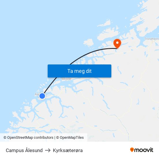 Campus Ålesund to Kyrksæterøra map