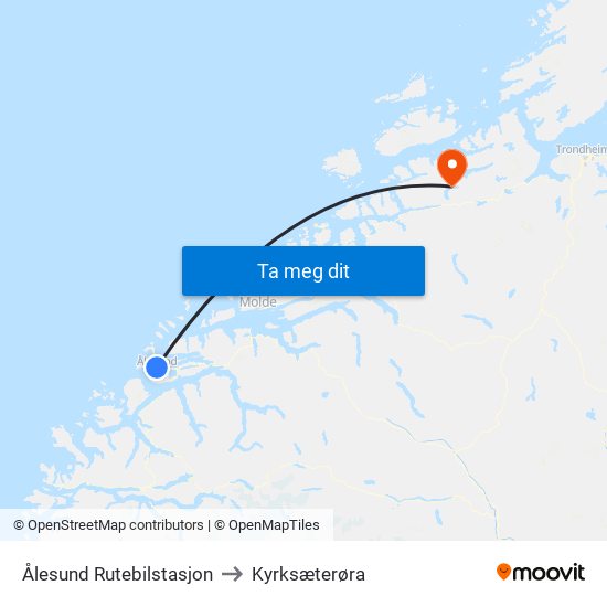 Ålesund Rutebilstasjon to Kyrksæterøra map