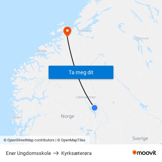 Ener Ungdomsskole to Kyrksæterøra map