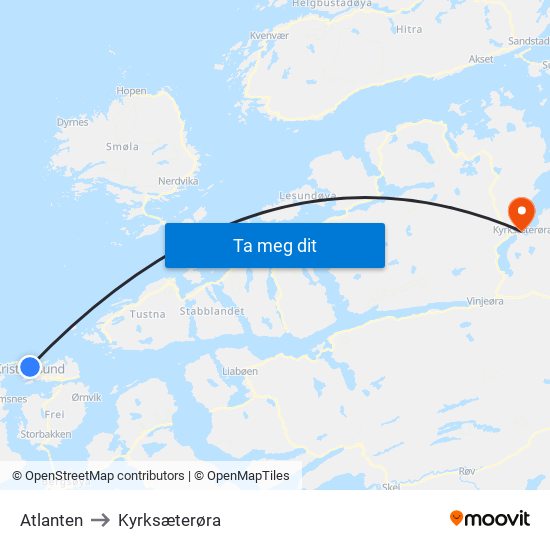 Atlanten to Kyrksæterøra map