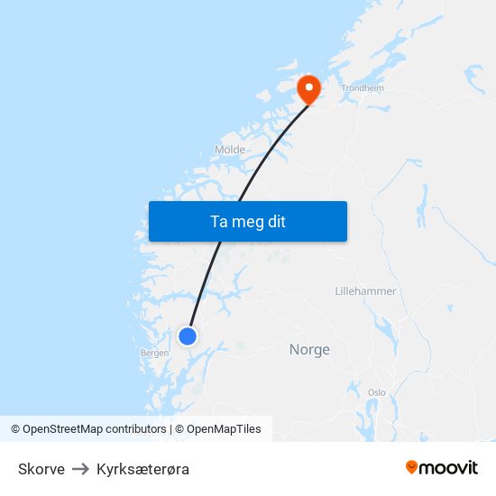 Skorve to Kyrksæterøra map