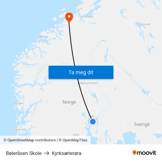 Bøleråsen Skole to Kyrksæterøra map