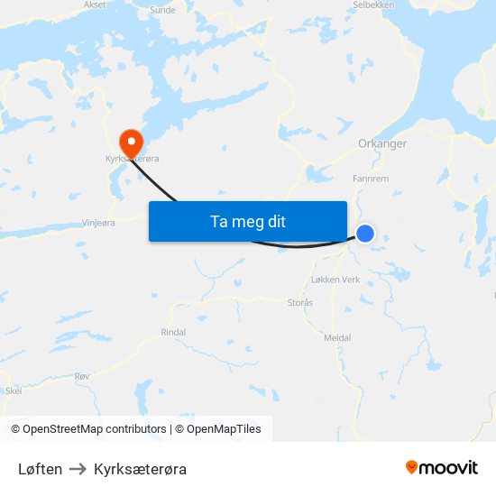 Løften to Kyrksæterøra map