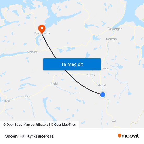 Snoen to Kyrksæterøra map