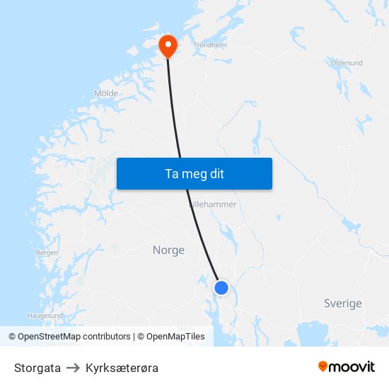 Storgata to Kyrksæterøra map