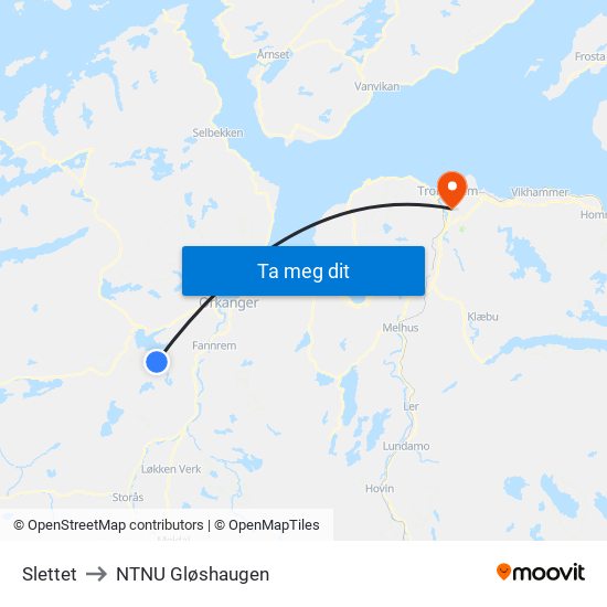 Slettet to NTNU Gløshaugen map