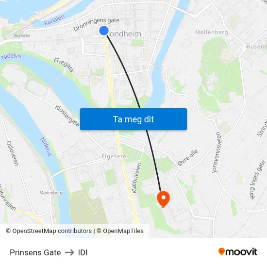 Prinsens Gate to IDI map
