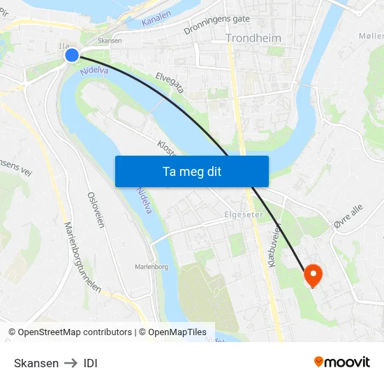 Skansen to IDI map