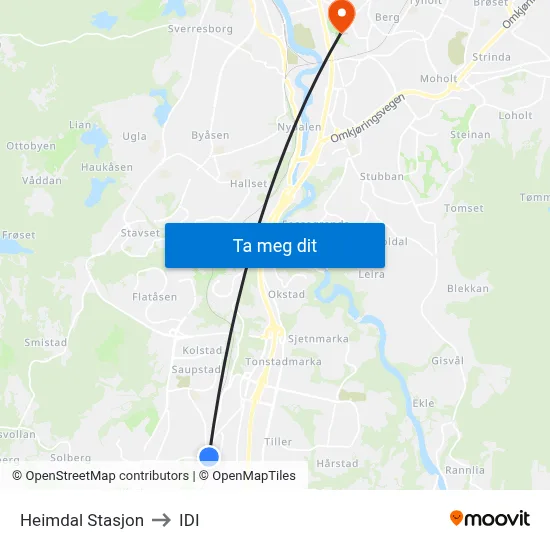 Heimdal Stasjon to IDI map